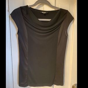 Slinky Stretchy Black Cowl Neck DKNY Tee Shirt